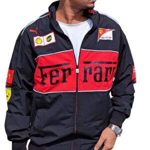 Men’s Graphic Printed Racing Jacket With Stylish Windproof Zip For Bike Riding And Daily Look