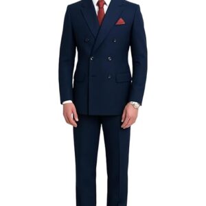 Men's 2 Piece Double Breasted Suit (Blue)