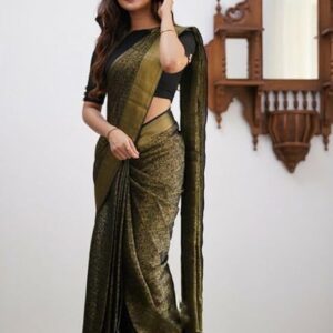 Flosive Mix Color & Gold Zari Woven Kanjivaram Saree With Blouse