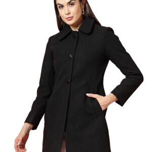 CHKOKKO Women Classic Winter Long Coat Single Breasted | Knee Length Design with a Sophisticated Spread Collar and Practical Front Pockets for Casual and Semi Formal Wear