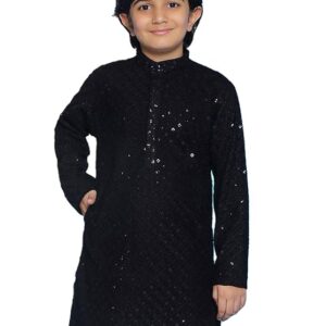 AJ DEZINES Kids Cotton Full Sleeve Sequined Kurta for Boys - Ethnic wear | Special Occasion & Party Outfit | Chikankari Kurta for Boys - Regular Fit
