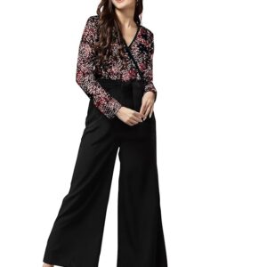 LONDON BELLY Women dress | jumpsuits for women stylish | black white floral print | geometric pattern | snake print V-neckline | blue floral | black maroon sequin jumpsuits casual formal
