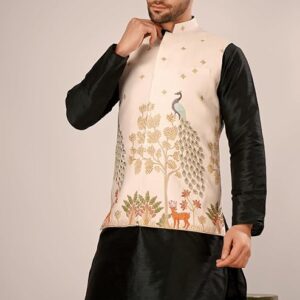 WINTAGE Mens Banarasi Cotton Nehru Jacket