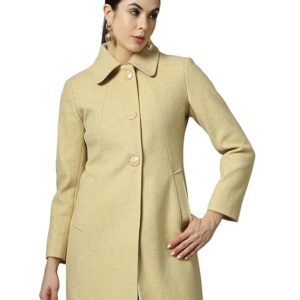 CHKOKKO Women Classic Winter Long Coat Single Breasted | Knee Length Design with a Sophisticated Spread Collar and Practical Front Pockets for Casual and Semi Formal Wear