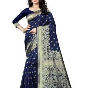 C J Enterprise Women's Kanjivaram Silk Sari Pure Banarasi Soft Silk Sarees With Blouse Piece For Wedding (Pari100-51)