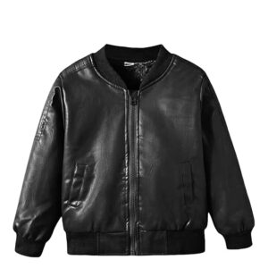 YOONIKK Trendy Kids' Faux Leather Jacket – Cool Biker Style with Zipper Closure for Boys & Girls