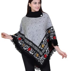 Women Woolen Standard Length A-Line Coat Jacket Black Free Size